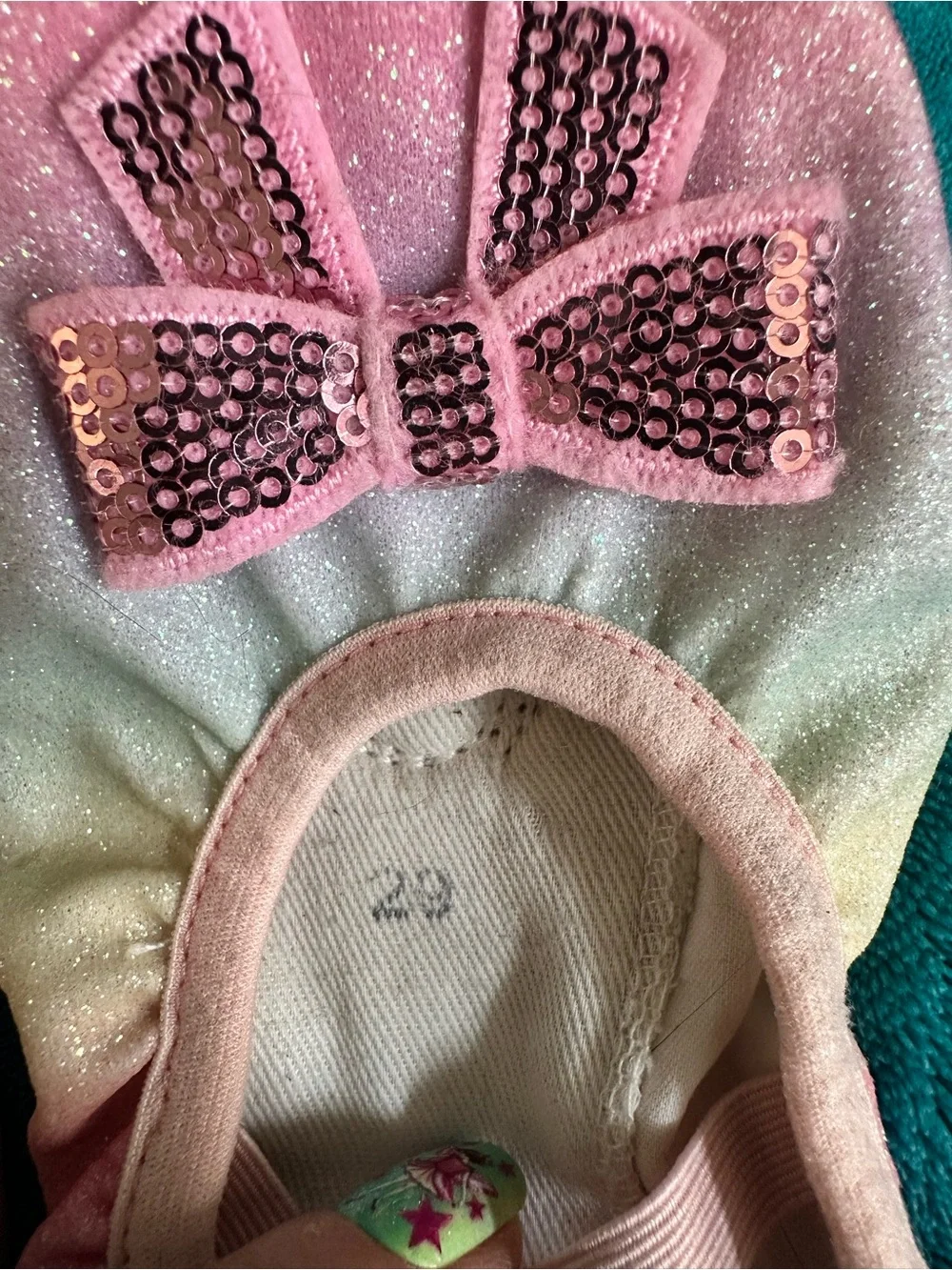 Girls Pink Gradient Ballet Slippers with Sequin Bows